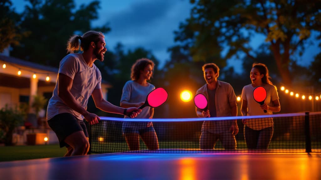 Players enjoying night pickleball